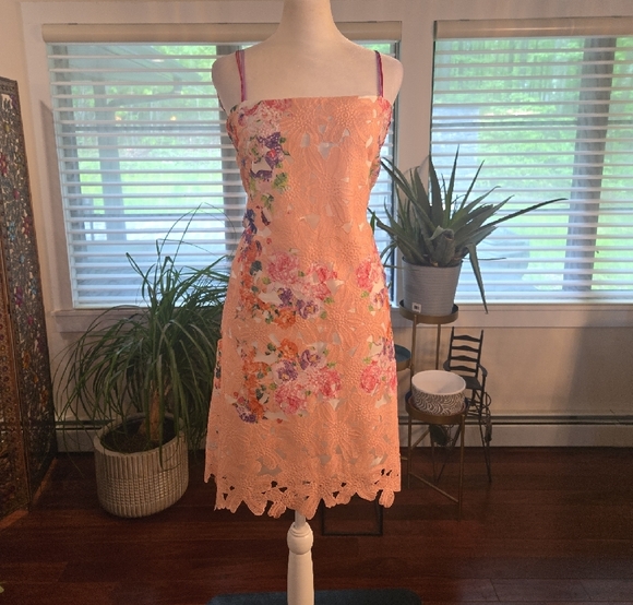 Lace Floral Eyelet Overlay Strapless Spagetti Strap Mini Cocktail Dress 14 - Picture 1 of 9